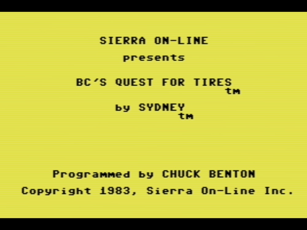 Title Screen of B.C.'s Quest for Tires for Commodore 64